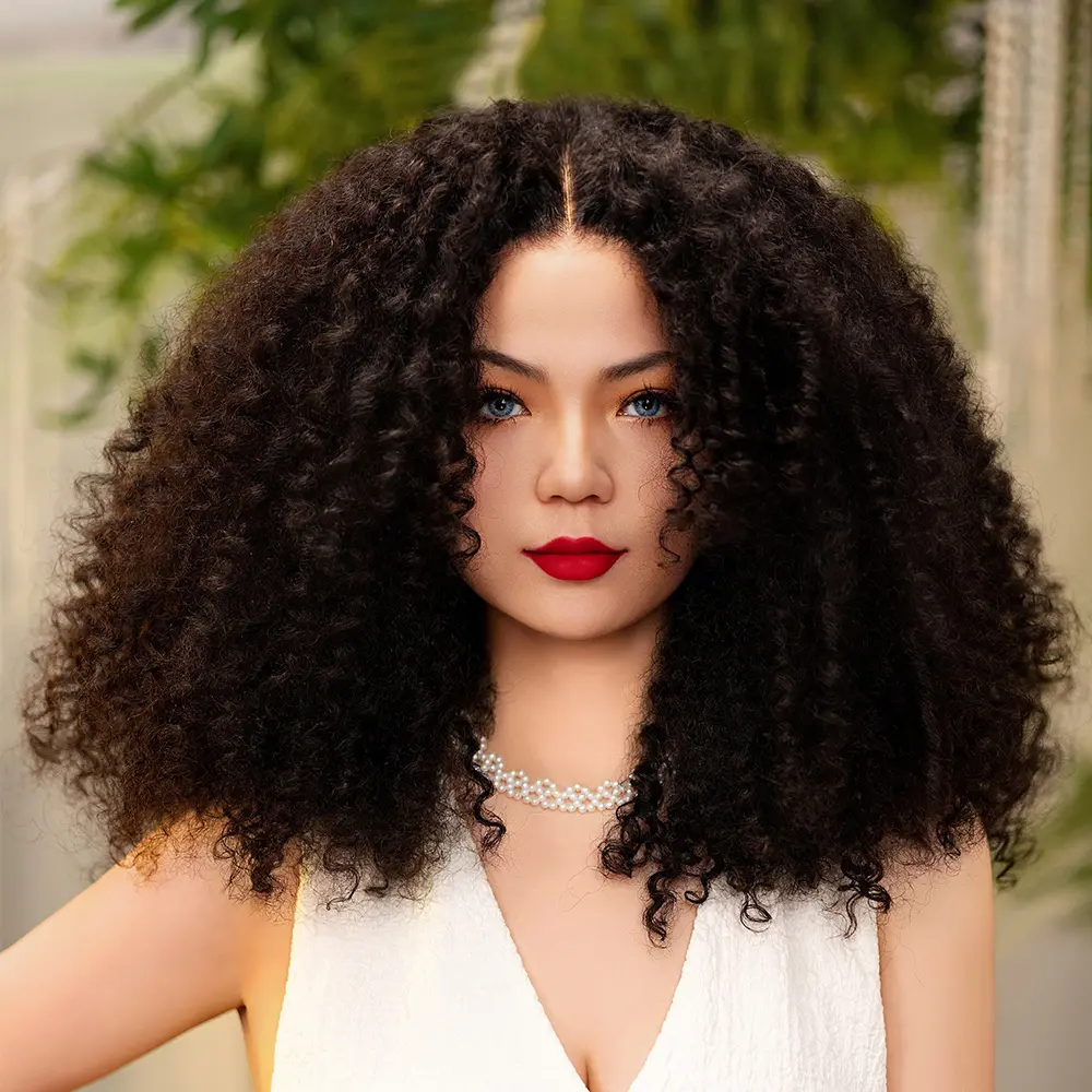 [Luxury Queen Series] FF WIG Kinky Curly Raw Human Hair Glueless Wig 16 24 26 Inches 9*6 Pre-Cut HD Lace 250% Density Natural Black Wear Go Wig with Special Drawstring