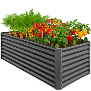 Best Choice Products 6x3x2ft Outdoor Metal Raised Garden Bed for Vegetables Flowers Herbs
