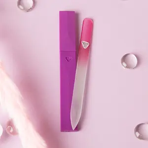 Bona Fide Beauty Czech Glass Nail File in Pink Hard Case - Refresh Your Manicure With Spring Nail Care - For At Home Nail Artists - Shape And Trim Natural Nails - Gentle Reusable Seals Keratin Layers