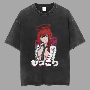 Makima Control Devil Waifu Vintage Oversize Washed Tee, Chainsaw Man Tshirt, Anime Tshirt, Gym Shirt, Full Size, Full Color