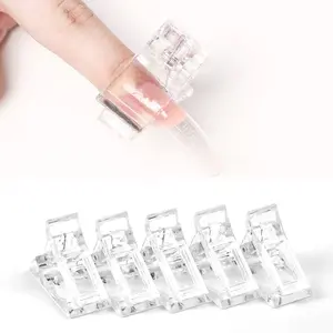Plastic Transparent Poly Gel Nail Clips, Professional Finger Extension Tools for UV LED Lamp Curing, Quick Building Gel Mold DIY Manicure Equipment, Precise Positioning Clip with Anti-Slip Grip, Multi-Size Nail Accessories