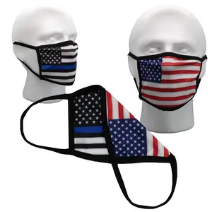 Thin Blue Line Mask, American Flag Mask, Reversible, Police Mask, Law Enforcement Mask, and USA Flag, 2 ply, Polyester, Reusable, Washable, Thin Blue Line Face Mask