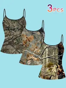 Women's Forest Camo Strapless Top, Vintage Style Casual Wear, All-Season Slim Fit Design, Ideal for Outdoor Activities & Daily Use