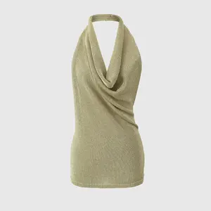Women's Metal Wire Knitted Halter Top | Chic Sleeveless Summer Knit Tank