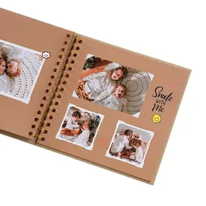 DIY Kraft Paper Scrapbook Album 10x10, 40 Pages Spiral Memory Book, Lay Flat Photo Journaling Album, Romantic Anniversary Birthday Gift for Boyfriend, Cute Long Distance Relationship Gift for Him