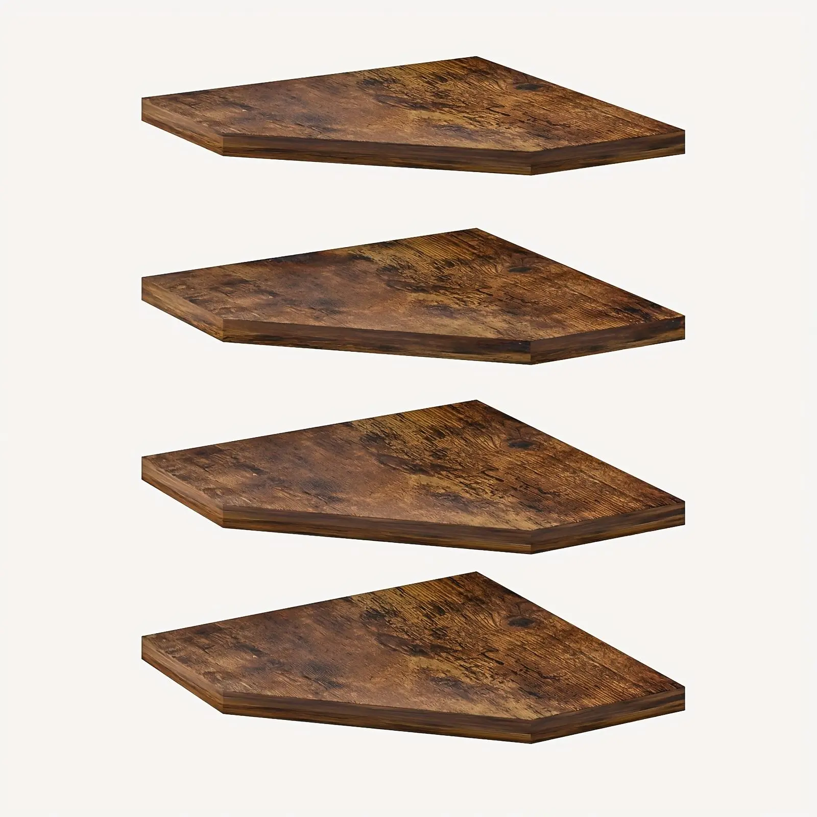 TOMNK Country Rustic 1-Layer Small Wood Floating Corner Shelf, Space-Saving Floating Mount Storage Rack with Installation Hardware, Multipurpose Home Decor for Living Room (Brown/Black/White, Corner Fit, Not Specified)