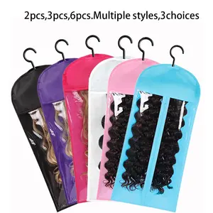3/6Pcs Wig Storage Bag With Hook Wig Storage Hanger Zipper Transparent Dustproof Wig Storage Bag, Hair Extension Holder Wig Bag Wig Storage For Multiple Wigs Holder Hair Extension Hanger Wig Tool Wigs Accessories For Salon & Home Use Dust Cover