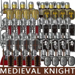 Medieval Knight Soldier Figures Building Blocks Castle Territory Templar Warrior Empire Church Guard Armor Shield Axe Bricks Toy
