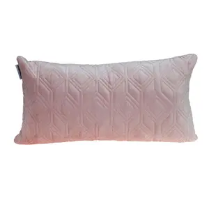 HomeRoots 402855 Tufted Diamonds Rose Gold Velvet Lumbar Accent Pillow, Pink