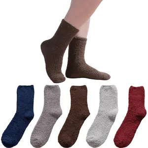 A Set of 5 Pairs Home Fuzzy Socks for Men Wmen,Winter Fluffy Slipper Socks,Mens Cozy Warm Skid Resistance Heated Plush Sleep Footies,Christmas Party Gifts,Summervibes