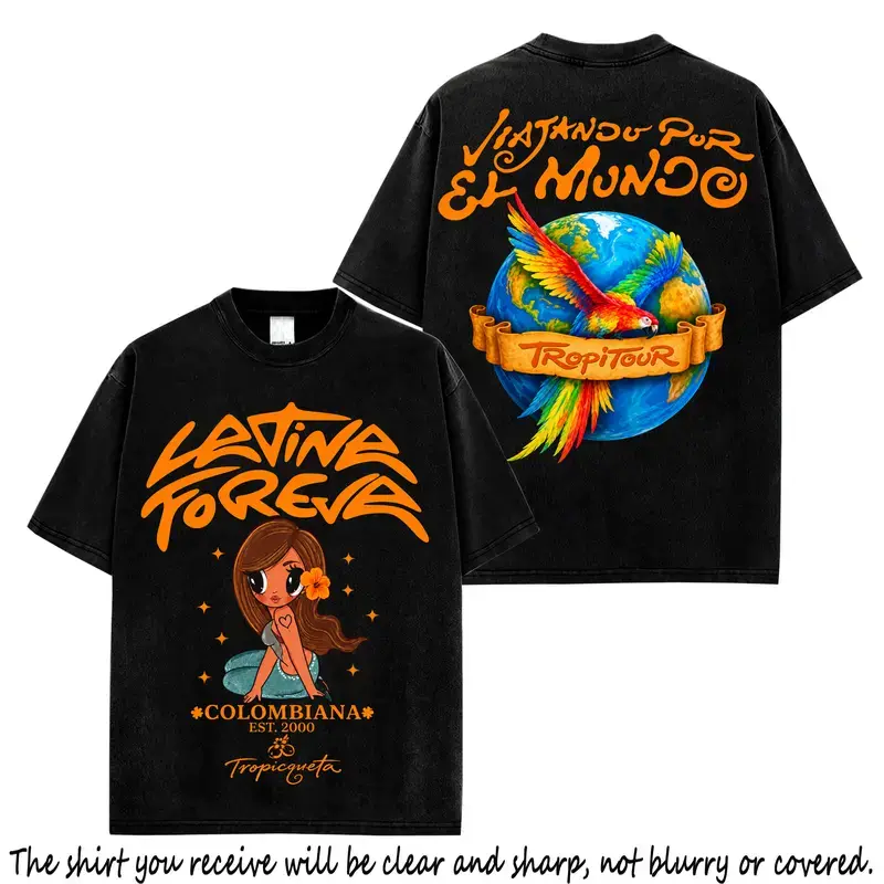 KG Viajando Por El Mundo Tropitour 2026 Graphic Tee Made in US, Premium Cotton La Bichota Shirt, Bichotas Fan Gift
