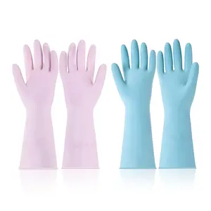 VEVOR Reusable Dishwashing Gloves, 2 Pairs Colorful Reusable Household Kitchen Cleaning Gloves for Washing Dishes and Cleaning Tasks, Flexible Long-lasting and Non-Slip, Medium, Pink + Purple