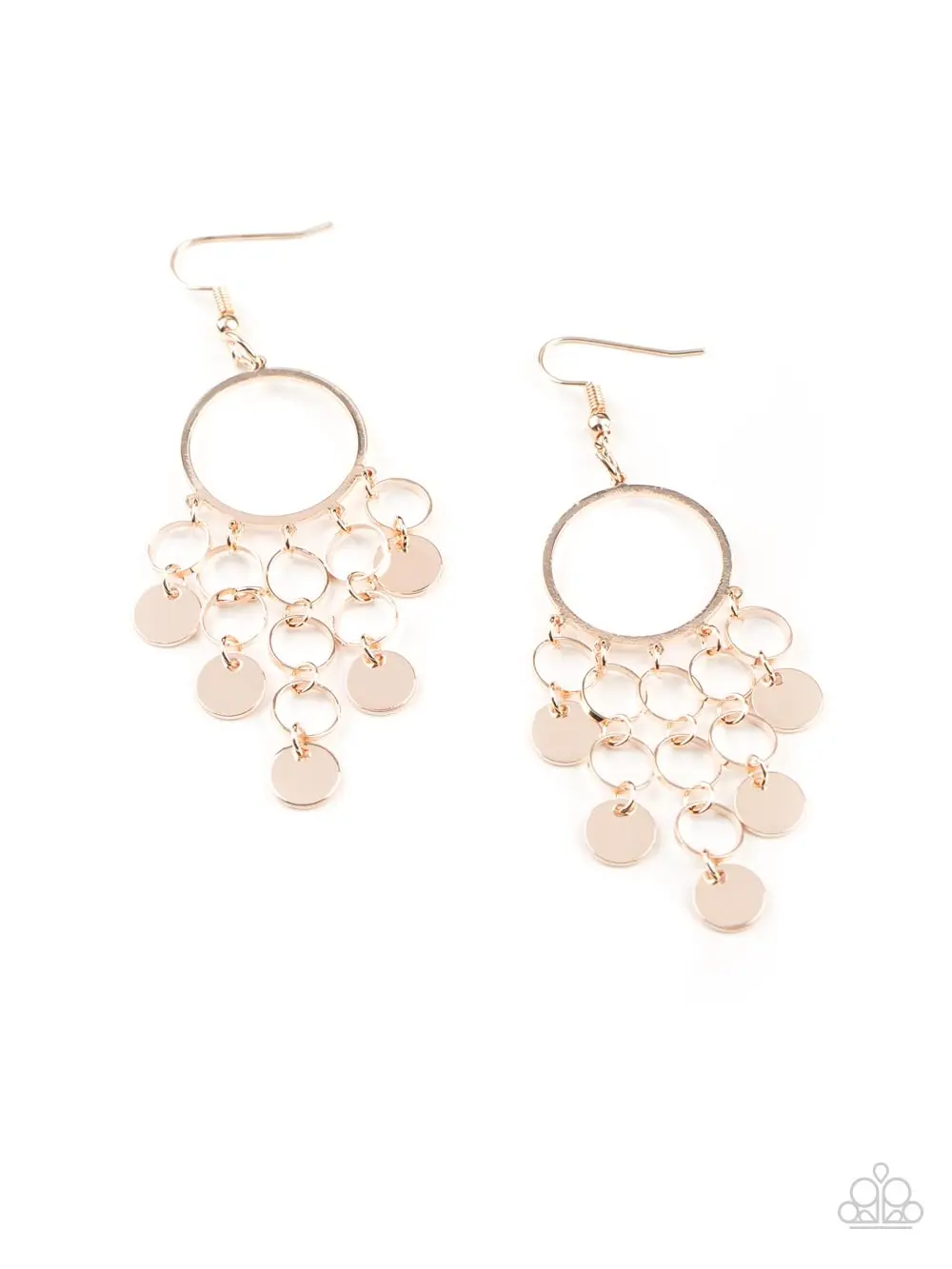 Cyber Chime Hook Earrings - Large Metal Ring Design with Attached Smaller Discs and Rings, Fashion Costume Jewelry Accessories