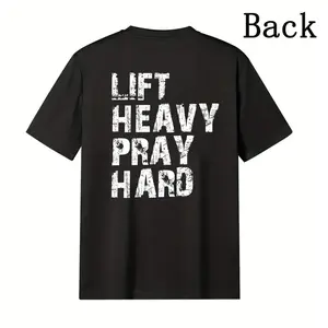 Motivational Christian Gym T-Shirt Featuring Inspire and Lift Heavy Pray Hard Faith Based Streetwear