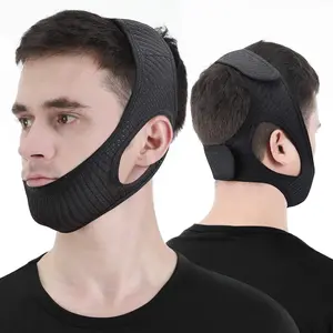 Chin Straps for Snoring, Anti Snoring Chin Strap Devices,  Jaw Strap for Sleeping with Men Women Closer, Soft Adjustable and Breathable for User Keep Closed While Sleeping for Snorers Black Facial face mask
