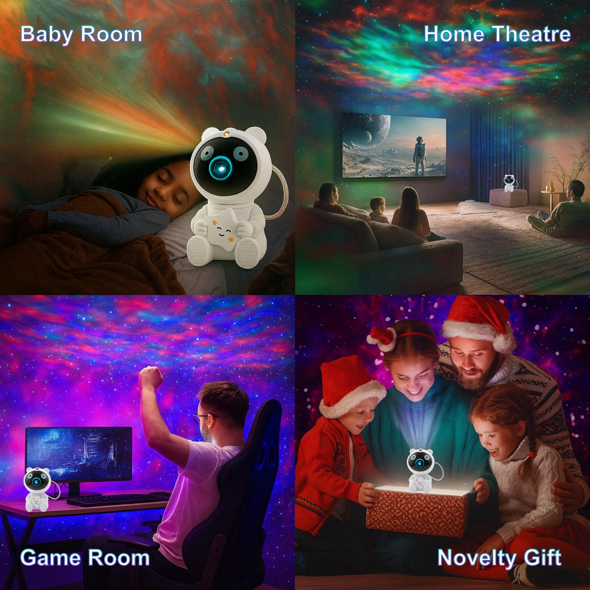 Astronaut Galaxy Projector 8-Color Nebula Star Projector Night