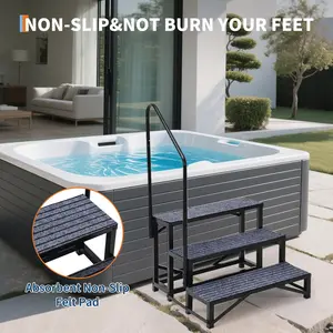 3/4 Step Caravan Stairs  Heavy Duty Motorhome Steps for Static Caravan, Non-Slip Hot Tub Steps with Safety Mats, Portable Steps for Camper, Garden Pool, Spa, Pets