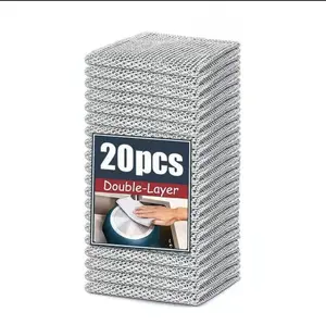 10 PCS Double Layer Wire Dish Cloth, Steel Wire Cleaning Cloth, Multi-purpose Non-Scratch Wire Dishcloth Rag for Cookware, Sinks, Dishes, Cooktops, Household Items