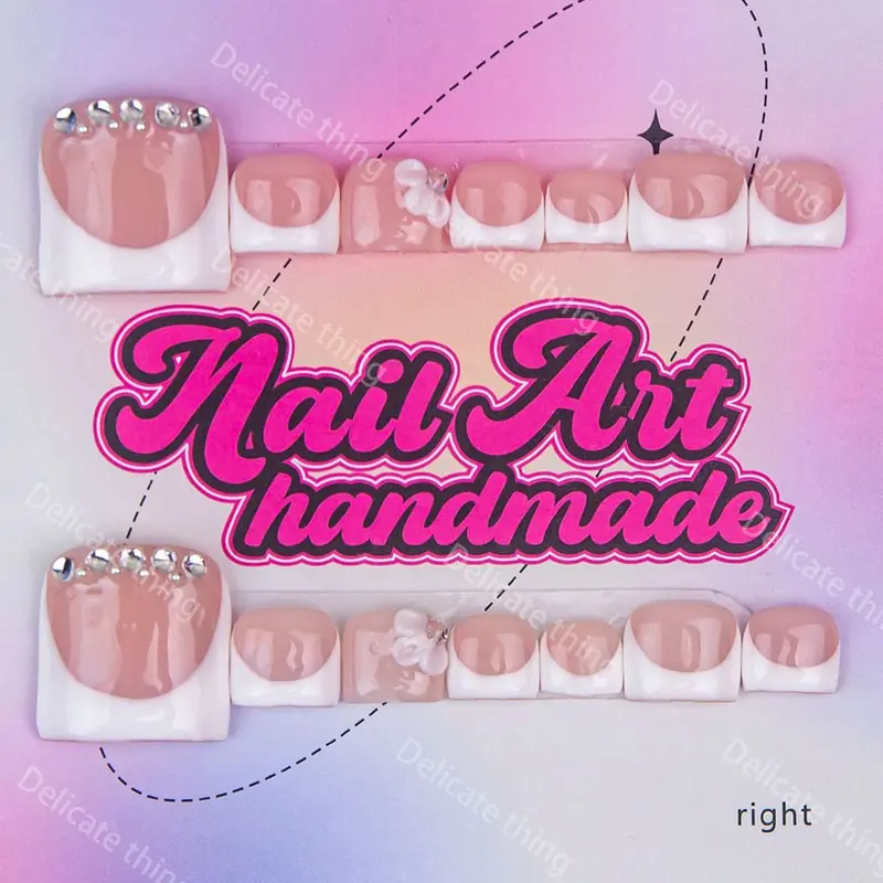 Delicate thing Y2K hand-made press-on toenails four sizes to choose from (XS/S/M/L) Suitable for beach vacations and sandy beaches Handmade Nails Handmade Reusable Nails Handmade Nail Art Fake Toenails DIY False Toenails