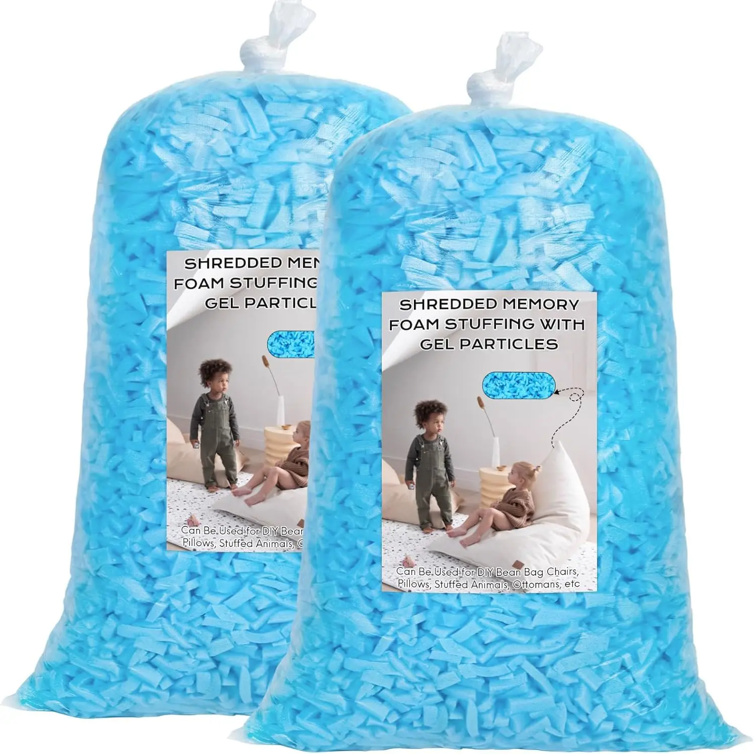 Bean Bag Filler, 12lbs Shredded Memory  Filling, Bean Bag Chair Filling Stuffing, Bean Bag Refill Insert, Punching Bag Filler, Pillow Filler Stuffing for Stuffed /Couch/ Bed/Coop