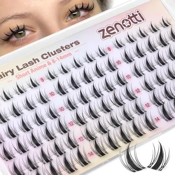 Fairy Lash Clusters Manga Eyelash Clusters Natural Cluster Eyelash Extensions Wispy Anime Individual Lashes Invisible Band Short 8-14MM C-Curly Spikes Lash Extensions by zenotti
