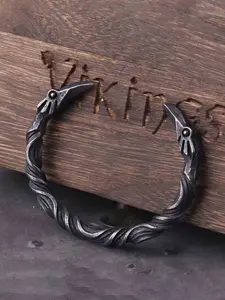 Vintage Gothic Punk Aesthetic Raven Design Open Cuff Bracelet, Trendy Punk Men's Party Jewelry, Unique Personality Handcrafted Quality Accessory