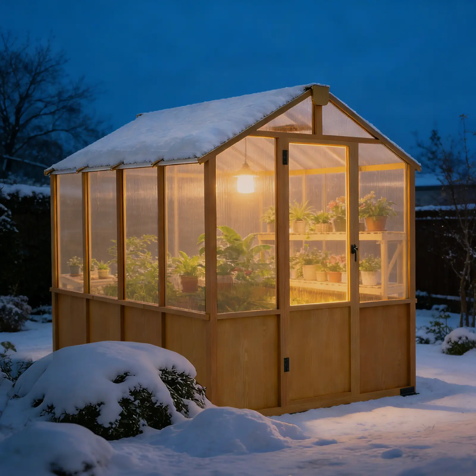 6x8 FT Wooden Greenhouse, Outdoor Walk-in Green House