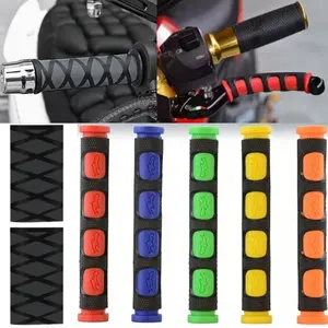 2 Piece Motorcycle Bicycle Universal Anti-Slip Heat Shrink Silicone Grips, Brake Handle + Throttle Grip, Durable Protective Handle Covers