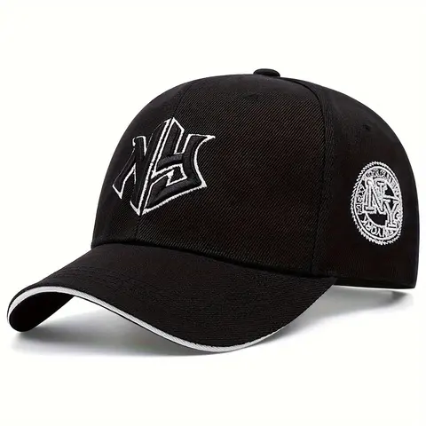 Baseball Duckbill Cap, 3D Embroidered Letter NY Dad Cap Adjustable Outdoor Sport 90s Retro Cap, Breathable & Comfortable Trucker Hat