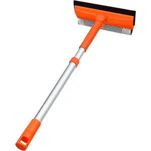 Squeegee for Window | 2-in-1 Window Cleaner Sponge and Soft Rubber Strip with Telescopic Extension Pole 20”-30” | Window Washer for Shower, Car Windshield, Mirror, Glass Cleaning