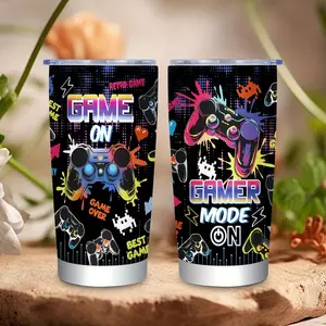 [Leakproof Gamer Tumbler] 20oz Stainless Steel Leakproof Gamer Tumbler | Travel Mug with Lid for Gamers, Perfect Birthday or Holiday Gift for Men, Dad