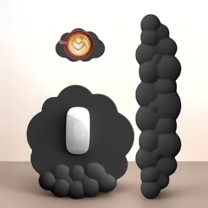 BY-L-KBB01 Ergonomic Cloud Wrist Rest Pad for Keyboard & Mouse, Relieves Computer Arm Pain & Fatigue, Non-Slip PU Base for Office, Gaming, Home (Black)