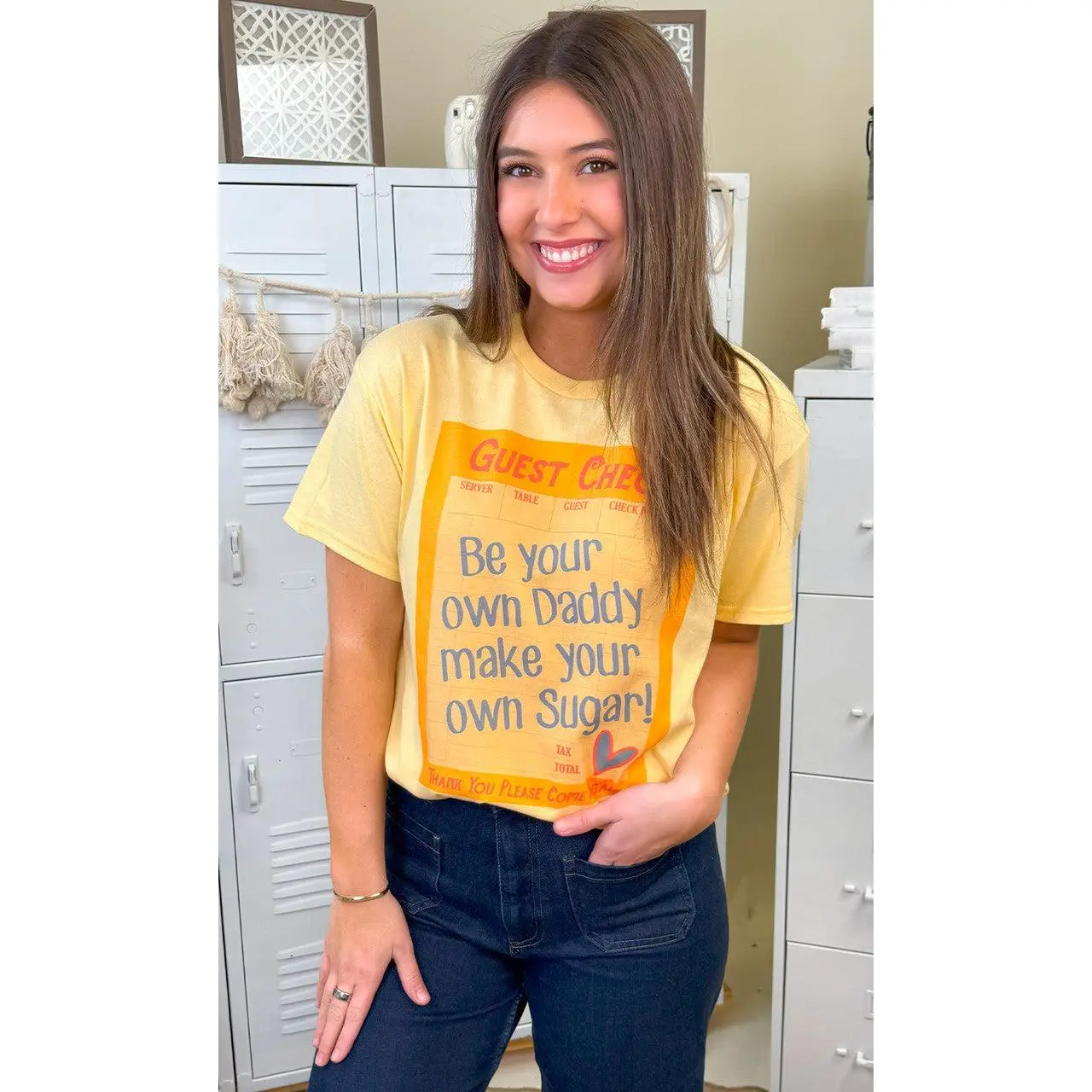 Tees2urdoor "Be Your Own Daddy" Graphic Tshirt, Shortsleeve with Guest Check Design, True to Size Fits for a Humorous Thanksgiving or Self-Romance Statement, Basic