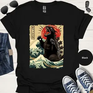 Catzilla Shirt Cat Shirt Gift for Cat Owner Shirt Great Wave Funny Shirt for Men tshirt for women oversized tshirts women plus size tshirts