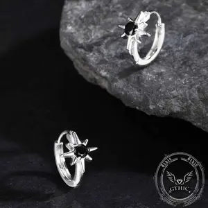 GTHIC Black Zircon Octagonal Star Stainless Steel Earrings for Men Women Minimalist Statement Accessories Daily Wear