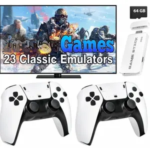 Wireless retro game console, retro game stick with over 20,000 games, 23 emulators, 64GB, Retro Game Stick Pro with dual 2.4GHz wireless controllers, plug-and-play TV video games, Wireless Gaming Console