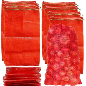 24 Pack 20'' x 14'' Mesh Onion Bags,  Drawstring  Produce Storage Bags for Onions, Vegetables, Potatoes, Citrus, Crawfish Firewood