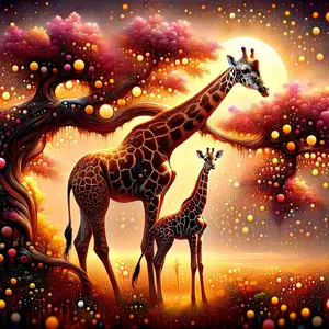 Diamond Painting Kit Diamond Art Tools Featuring Deer Playing Under a Sunset Without a Frame,Complete with All Diamonds for Embroidery, Perfect for Home Or Office Decoration
