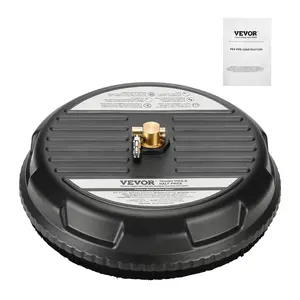 VEVOR 15" Pressure Washer Surface Cleaner,  Plastic Pressure Washer Attachments with 4 Wheels, 3000 Max PSI, 1/4 Quick Connector, 2 Spray Nozzles, Ideal for Driveways, Sidewalks, Patios, Decks, Black