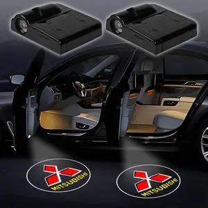 2PC Led Car Door Welcome Light Logo Shadow Projector Laser Lamp Car Door Lights For Mitsubishi Outlander L200 ASX Pajero Xpander Lancer EVO Accessories