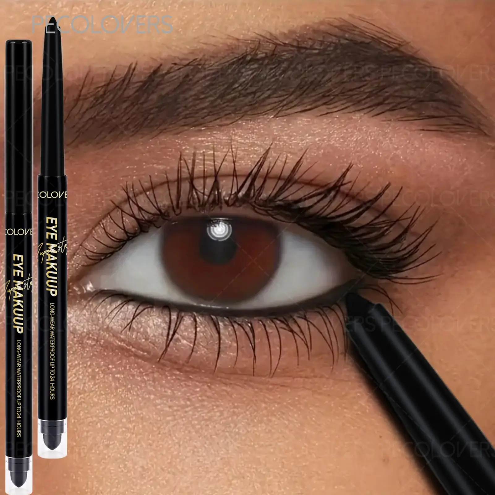 1PC Waterproof Long Lasting Eyeliner Gel Pen Matte Double Ended With Cotton Brush Black Brown White Eyeliner Easy to Use No Fading Longwear Eyeliner Eye Makeup Products