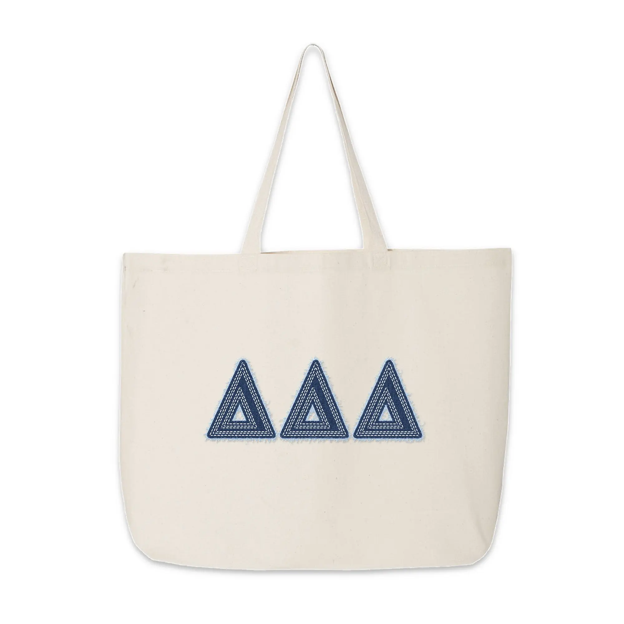 Denim Sorority Letters on a Canvas Tote Bag