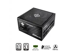 ASRock Steel Legend SL-1000G 1000W 80 PLUS GOLD & Cybenetics PLATINUM Full Modular Power Supply, ATX3.1 & PCIe5.1 Ready with Dual Color 12V-2x6 Cable, 10 Years Warranty