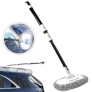 21° Curved Car Wash Brush with Long Handle 47" Microfiber Cleaning Mop Telescopic Extension Pole for Caravan RV Truck Auto SUV Wheel Boat Exterior 2 in 1 Carwash Duster Not Hurt Paint Scratch Free