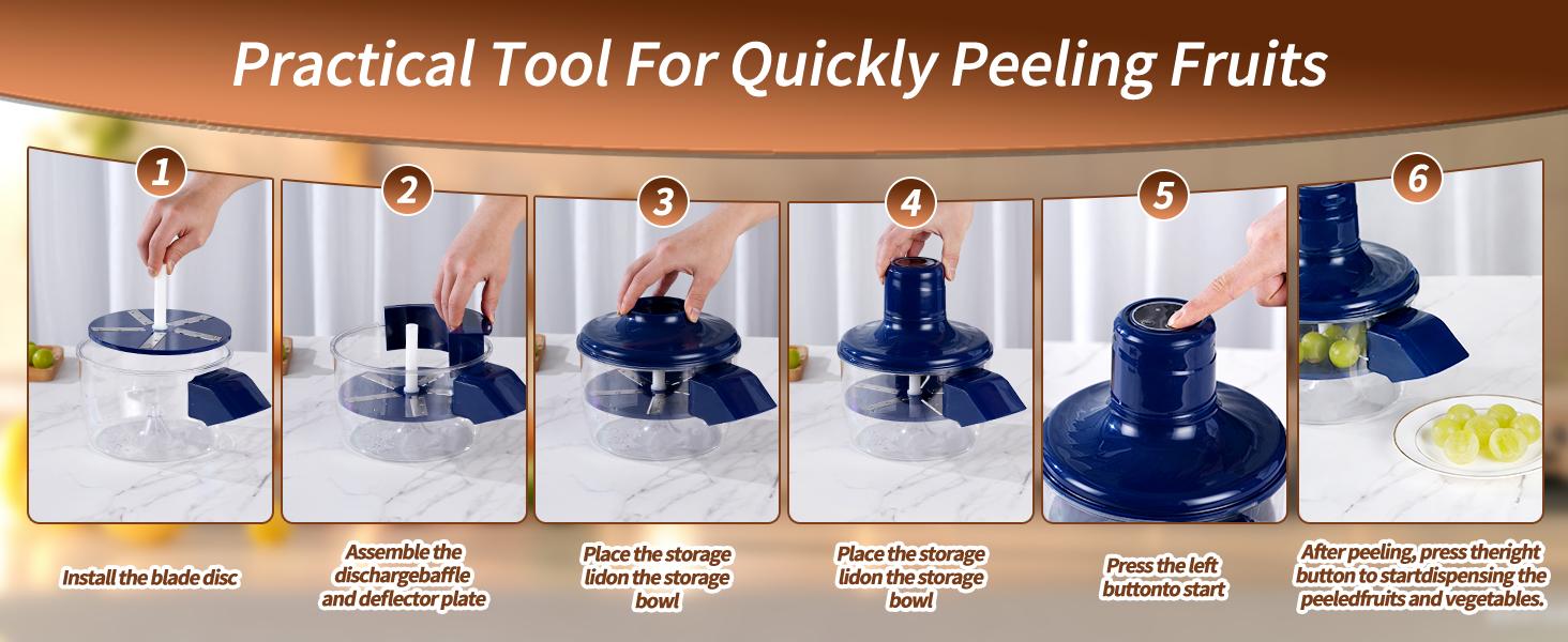 Automatic Grape Peeler Machine,Electric Peeling Skin Remover Tool for Small Fruits,Automatic Garlic & Cherry Tomato Peeler Skin Remover Tool for Grape,Efficient Peeling Kitchen Gadget for Home Use