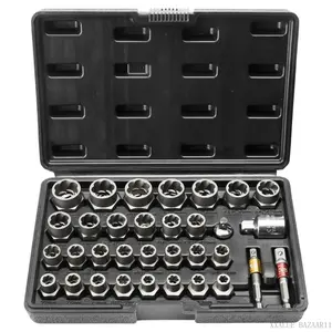 Bolt Extractor Set, 29-Piece Bolt and Nut Remover Set, 6mm to 10mm, 13/32" to 3/4", CR-MO Steel Extraction Socket Set with Storage Case, for Removing Damaged Rusted Bolts, Nuts and Screws   Super Brand DayXXALUE BAZAAR11
