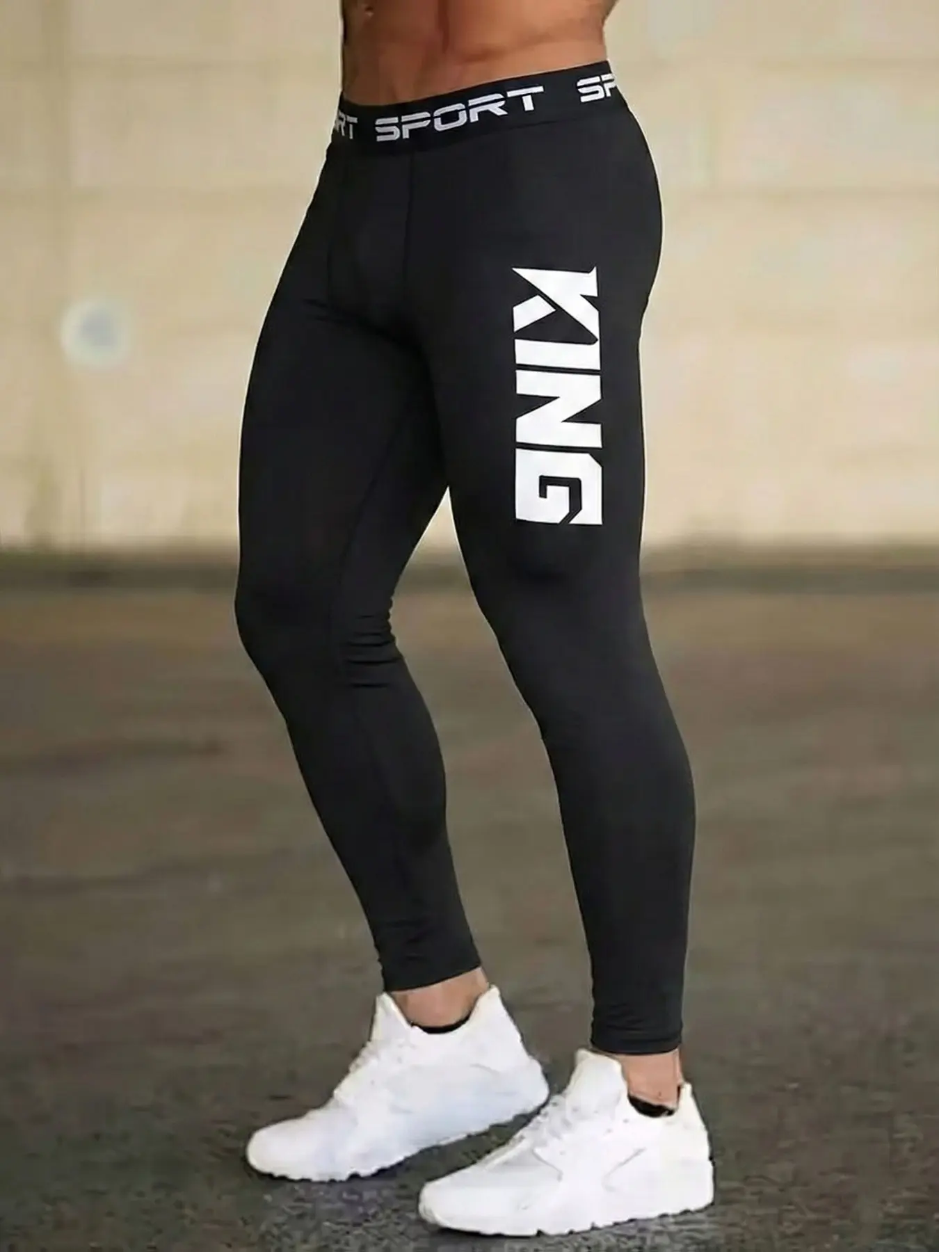 Men's “BEAST” Print Compression Tights – Athleisure Bottoms, Fast-Dry Stretch Fabric, Stylish Breathable Layer for Gym Workouts, Running & Outdoor Training, Athletic Bottoms, Gym Tights Clothes