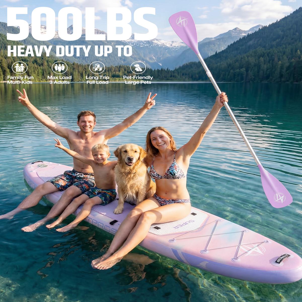 [Summervibes]12'×36" Inflatable Stand Up Paddle Board, 500LBS Extra Wide Capacity, Premium SUP with Kayak Seat for Advanced Paddlers, Fishing, Yoga & Kayaking, Non-Slip Stable Deck, Complete Accessories Kit with Backpack