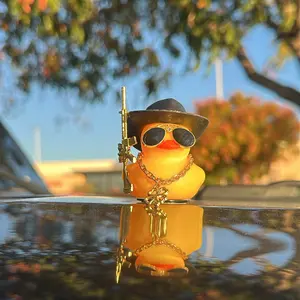 El Jefe Duck Car Accessories - Yellow Duck with Sunglasses, Hat, and Gun, Includes Sunglasses and Hat