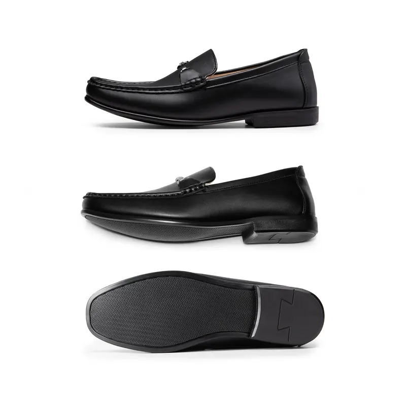 bruno marc loafers flat shoes men black buckle at the side Bruno Marc Men main image 2